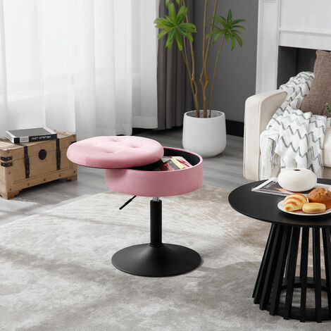 WOLTU 1x Barhocker Esszimmerstühle Schminkhocker mit Stauraum Höhenverstellbar 49-64cm, 360° Drehbar, SPA Arbeitshocker, für Bar Schminktisch Kücheninsel Tresen, Rosa