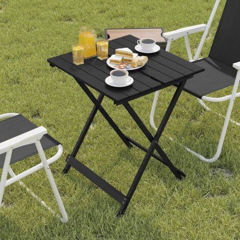 WOLTU Alu Camping Klapptisch Gartentisch aus Aluminium Beistelltisch Balkontisch für Garten, Terrasse und Balkon, 50.5x47x59.5cm, Schwarz
