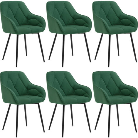 WOLTU Esszimmerstühle 6er Set, Küchenstuhl mit Samt Gepolstertem Sitz Metallbeinen ergonomischer Sessel Armlehnstuhl Rückenlehne Stuhl Esszimmer Dunkelgrün (1/5)