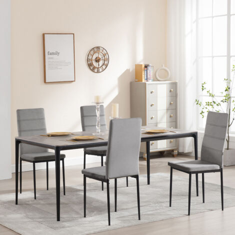 Buybyroom Esszimmerstühle 4er-Set – Gepolsterte Hochlehner, Grau, Bis 120 Kg Belastbar