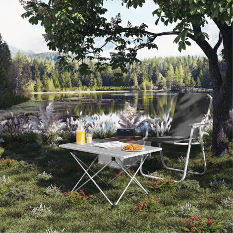 WOLTU Campingtisch Alu Gartentisch klappbar Falttisch Ultra Leichte Balkontisch mit Tragetasche, Beistelltisch für Camping Garten Angeln, 68x46x40cm, Silber