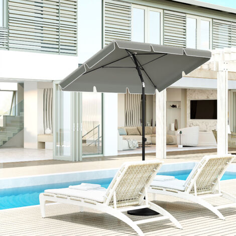 WOLTU 200x120cm Sonnenschirm Marktschirm Terrassenschirm Strandschirm, höhenverstellbar, 45° knickbar, UV-beständig, wasserdicht, Sonnenschutz, Gartenschirm für Balkon Terrasse Garten, Dunkelgrau