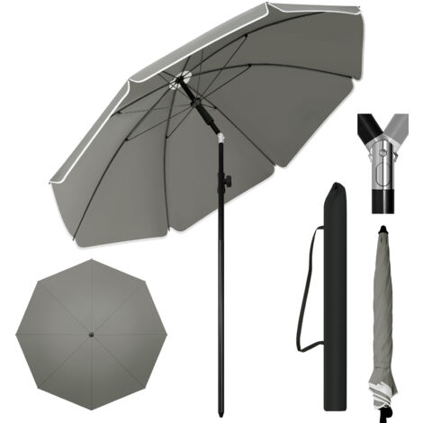 WOLTU Sonnenschirm Gartenschirm φ195cm, Strandschirm Balkonschirm UV-beständig wasserdicht, höhenverstellbar, 45° knickbar, Sonnenschutz für Terrasse, Balkon Garten, Rund, Dunkelgrau