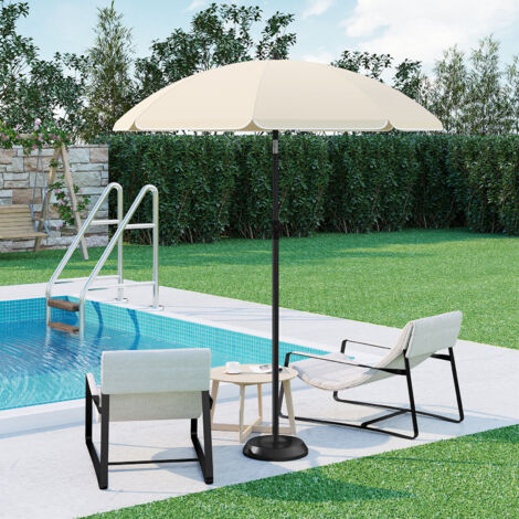 WOLTU Sonnenschirm Gartenschirm φ175cm, Strandschirm Balkonschirm UV-beständig wasserdicht, höhenverstellbar, 45° knickbar, Sonnenschutz für Terrasse, Balkon Garten, Rund, Beige