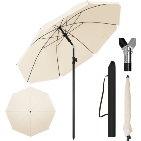WOLTU Sonnenschirm Gartenschirm φ195cm, Strandschirm Balkonschirm UV-beständig wasserdicht, höhenverstellbar, 45° knickbar, Sonnenschutz für Terrasse, Balkon Garten, Rund, Beige