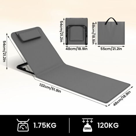 Strandliege Klappbar - Leichte Faltliege Mit Rückenlehne Für Garten & Camping