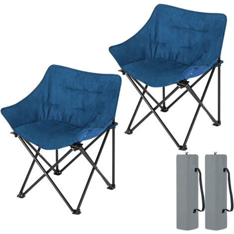 WOLTU Faltbar Campingstuhl 2er Set, kompakter Angelstuhl bis 120kg, Tragbare Strandstuhl Picknickstuhl mit Tragetasche, aus Wildlederimitat Oxford-Gewebe, Blau