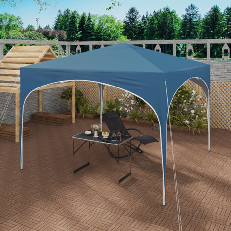 WOLTU Pavillon 3x3m, Gartenzelt Pop-Up wasserdichter Faltpavillon, Partyzelt Sonnenschutz Event Gazebo auf Terrasse Camping mit Halbmonddach Pagodenzelt des Halbkreises aus Oxford Metallrahmen, Blau