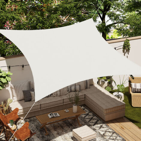 WOLTU Sonnensegel Sonnenschutz aus PES, 200 g/m² Polyester, 95% UV Schutz, Wasserabweisend, für Terrasse, Garten, Balkon, Camping, 4x4m, Beige (1/5)