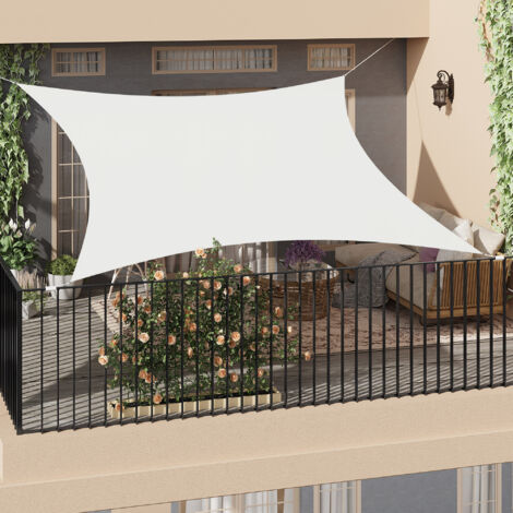 WOLTU Sonnensegel Sonnenschutz aus PES, 200 g/m² Polyester, 95% UV Schutz, Wasserabweisend, für Terrasse, Garten, Balkon, Camping, 3x5m, Beige