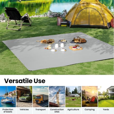 WOLTU Abdeckplane Gewebeplane mit Ösen, 280 g/m² PE Schutzplane Gewebeplane , UV stabil reißfest Mehrzweck Abdeckung, für Gartenmöbel Holz Pool Trampolin Auto, 5x5m, Grau-Schwarz