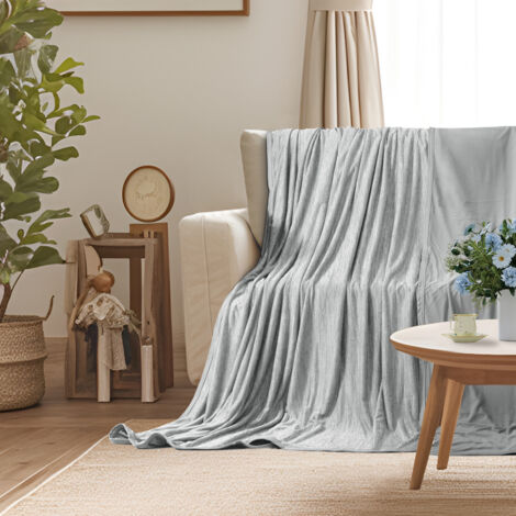 WOLTU 2 in 1 Kühldecke Sommerdecke Geschenk Arc-Chill Q-Max / 0,45 Doppelseitige Decke Selbstkühlende Schweißableitend und Atmungsaktiv Leichte Bettdecke Wohndecke für Sommer, 220x240cm, Hellgrau