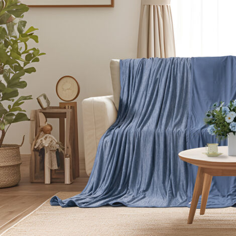 WOLTU 2 in 1 Kühldecke Sommerdecke Geschenk Arc-Chill Q-Max / 0,45 Doppelseitige Decke Selbstkühlende Schweißableitend und Atmungsaktiv Leichte Bettdecke Wohndecke für Sommer, 150x200cm, Blau