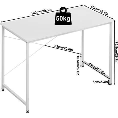 WOLTU Schreibtisch Computertisch Bürotisch mit Metallgestell, PC-Schreibtisch für Büro Homeoffice Arbeitszimmer Schlafzimmer, aus Holzwerkstoff, 100x50x75.5cm, Weiß