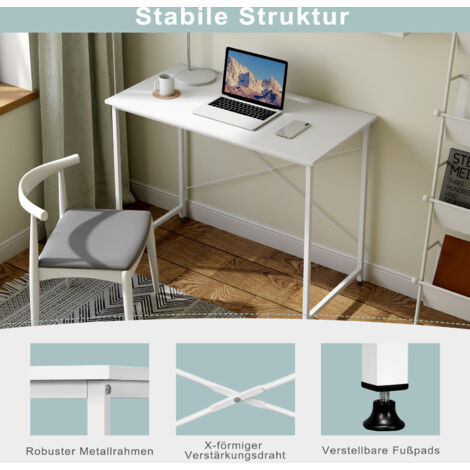 WOLTU Schreibtisch Computertisch Bürotisch mit Metallgestell, PC-Schreibtisch für Büro Homeoffice Arbeitszimmer Schlafzimmer, aus Holzwerkstoff, 100x50x75.5cm, Weiß