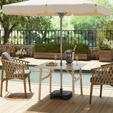 WOLTU Sonnenschirmständer, 19L Sonnenschirm befüllbar mit Wasser oder Sand, Sonnenschirm Ständer aus HDPE, für Schirmstöcke Ø 32-38 mm, Sonnenschirmfuß viereckig, inkl. Adapterhülsen, Schwarz