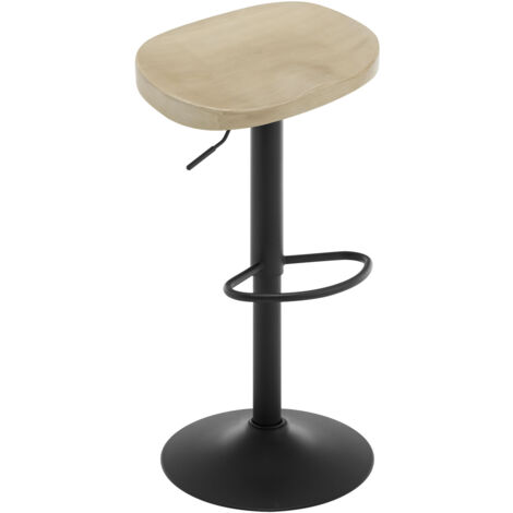 WOLTU 1x Barhocker, Höhenverstellbar 360° Drehbar, Hocker mit Sattelsitz Fußstütze, Drehhocker aus Massivholz Metall, Schminkhocker Arbeitshocker, Hell Eiche (1/5)