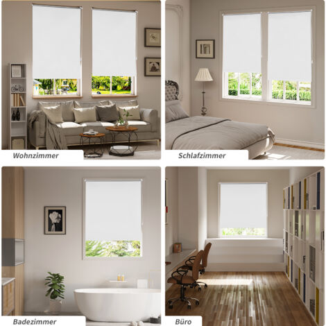 WOLTU Verdunklungsrollo ohne Bohren Klemmfix, Thermorollo Fensterrollo Blickdicht easyfix Verdunkelung Rollos, Sichtschutz und Sonnenchutz für Fenster, Tür, 80x150cm (BxH), Weiß