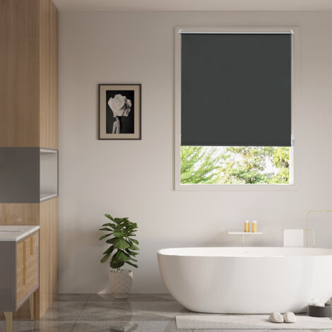 WOLTU Verdunklungsrollo ohne Bohren Klemmfix, Thermorollo Fensterrollo Blickdicht easyfix Verdunkelung Rollos, Sichtschutz und Sonnenchutz für Fenster, Tür, 60x130cm (BxH), Anthrazit