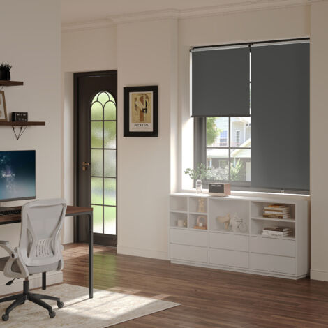 WOLTU Verdunklungsrollo innen ohne Bohren Rollo Thermorollo Verdunkelungsrollo Klemmrollo Verdunkelung Sichtschutz Sonnenchutz Seitenzugrollo für Fenster & Tür, 50x150cm, Schnurlos Anthrazit (1/5)