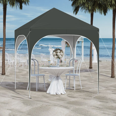 WOLTU Pavillon 2x2m, Faltpavillon Wasserdicht Partyzelt, Faltpavillon mit 4 Seitenwänden UV-Schutz 50+, Gartenpavillon mit Tragetasche, höhenverstellbarer, für Outdoor Garten Camping, Grau