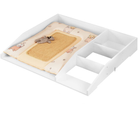 WOLTU Wickelaufsatz mit Tiefe 47,5-50 cm Breite ab 80 cm, Wickelauflage für Kommode mit Trennfach, mit Sicherheitsgurt, 80x13,5x74,5 cm, Weiß