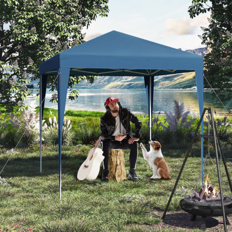 WOLTU Pavillon 2x2 m Wasserdicht Faltpavillon mit 4 Seitenwänden, Gartenpavillon wasserabweisend UV-Schutz 50+, höhenverstellbarer Partyzelt, mit Tragetasche, für Outdoor Garten Camping, Blau