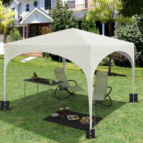 WOLTU Pavillon mit 4 Sandsäcke, 3x3m Faltpavillon mit Halbmonddach, Gartenpavillon höhenverstellbar, mit Tragetasche, wasserfest stabil UV-Schutz, Pop Up Partyzelt Outdoor, Beige (1/5)