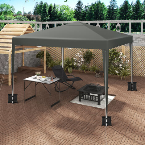 WOLTU Pavillon mit 4 Sandsäcke, 3x3m Faltpavillon Gartenpavillon höhenverstellbar, mit Tragetasche, wasserfest stabil UV-Schutz, Pop Up Partyzelt Outdoor, Grau