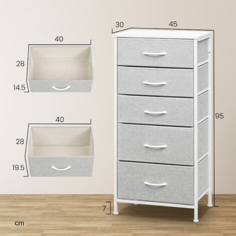 KOMFOTTEU Kommode Stoff Schubladenschrank, Mit 5 Schubladen