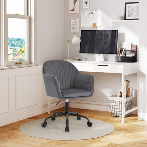 WOLTU Bürostuhl Ergonomischer, Schreibtischstuhl Drehstuhl Höhenverstellbar, Computerstuhl mit Armlehnen und Rollen, Stuhl bis 150 kg belastbar, aus Samt Metallrahmen, Dunkelgrau