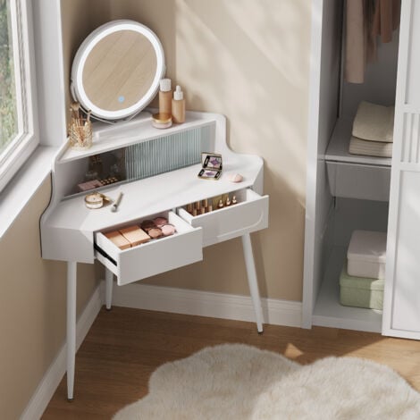 Schminktisch Mit Beleuchtung & Bluetooth - 100cm Frisiertisch Mit 6 Schubladen & Ladefunktion