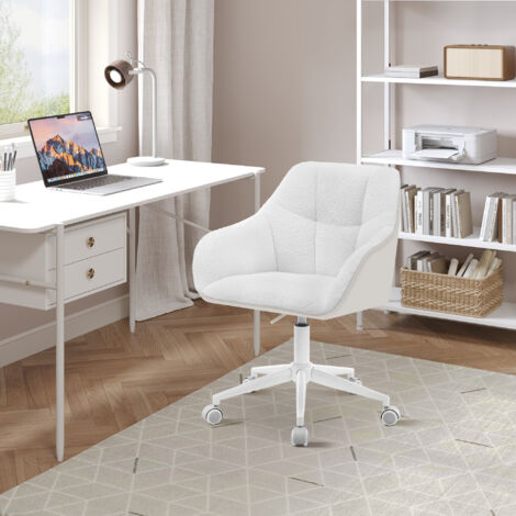 WOLTU Bürostuhl, Homeoffice Stuhl, Schminkstuhl höhenverstellbar, Drehstuhl mit mit Bouclé-Sitz, 150 kg belastbar, Creme+Beige (1/5)
