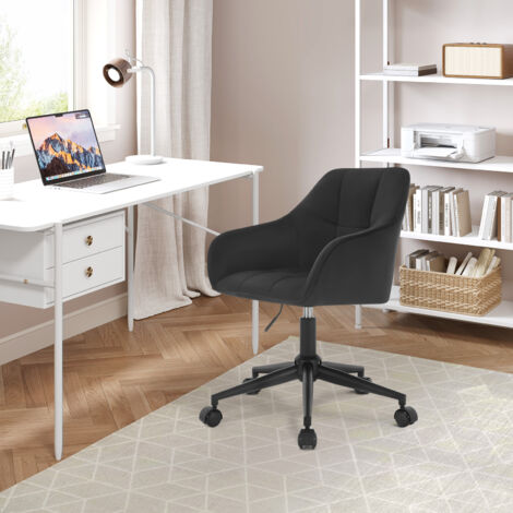 WOLTU Bürostuhl mit Armlehnen, ergonomischer Schreibtischstuhl, Drehstuhl höhenverstellbar, bis 150 kg belastbar, Schminkstuhl mit Samtsitz, für Schlafzimmer Büro Wohnzimmer, Schwarz