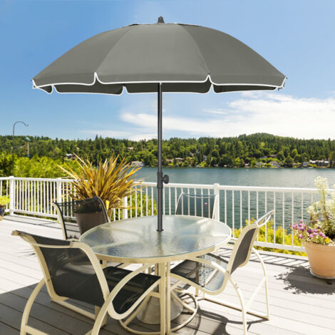 WOLTU Sonnenschirm φ175 cm, UV Schutz 50+ Strandschirm, Höhenverstellbar Knickbar, Gartenschirm mit Tragetasche, für Balkon/Garten/Strand, Dunkelgrau