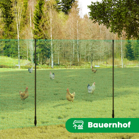 WOLTU Geflügelnetz Gartenzaun Hundezaun Steckzaun Campingzaun mit 7 Pfählen Windenseilen Erdnägeln Kabelbindern, 10x0,9 m, Grün