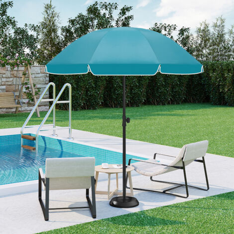 WOLTU Sonnenschirm Balkon φ 175 cm, Rund Balkonschirme Strandschirm UV-beständig Wasserdicht, 45° knickbar Höhenverstellbar, für Strand Balkon Terrasse, Blau