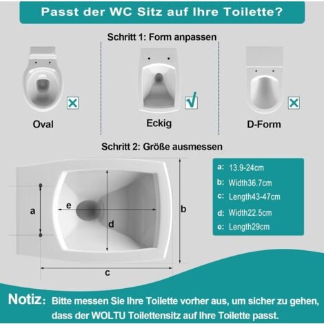 WOLTU Toilettendeckel, WC Sitz Toilettensitz mit Absenkautomatik, Fast Fix/Schnellbefestigung, Duroplast, Softclose, Antibakterielle Beschichtung, WC Sitz Eckig Weiss