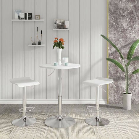 WOLTU Bartisch höhenverstellbarer Tisch 68-88 cm, multifunktionaler Partytisch aus MDF Metall, Weiß
