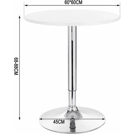 WOLTU Bartisch höhenverstellbarer Tisch 68-88 cm, multifunktionaler Partytisch aus MDF Metall, Weiß