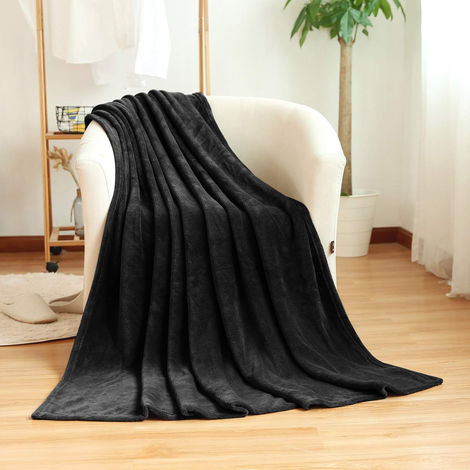 Schwarze Decke aus weichem Flanell online kaufen