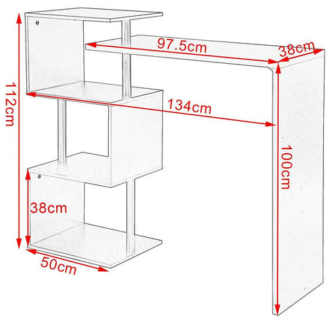 WOLTU Bartisch Stehtisch Bistrotisch Bartheke Tresentisch, mit 3 Ablageflächen, aus Metall & MDF, drehbar, 134x38x112cm(BxTxH), schwarz