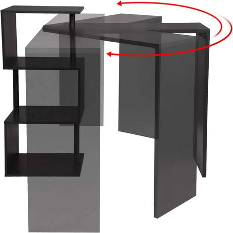 WOLTU Bartisch Stehtisch Bistrotisch Bartheke Tresentisch, mit 3 Ablageflächen, aus Metall & MDF, drehbar, 134x38x112cm(BxTxH), schwarz