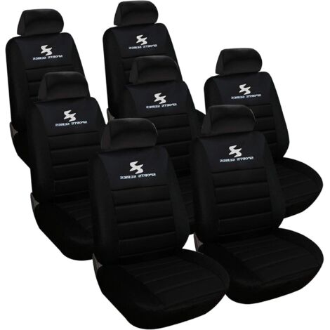WOLTU 7er Sitzbezüge Auto Einzelsitzbezug universal Größe, Komplettset, Schwarz