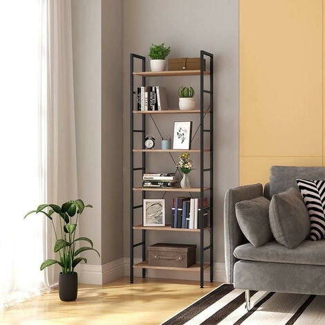 WOLTU Standregal Metallregal Bücherregal Lagerregal Leiterregal Badregal Küchenregal Eckregal Treppenregal Stufenregal Hochregal 6 Ablage Schwarz-weiß