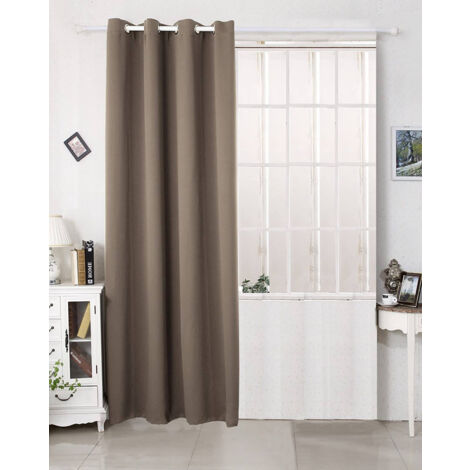 WOLTU Thermovorhang Kälteschutz Verdunklungsvorhang Blickdicht mit Ösen, 250g/m² Dicke Thermogardine warm Hitzeschutz Wärmeisolierende Vorhänge für Wohnzimmer, Taupe(1 Stück), 135x225 cm