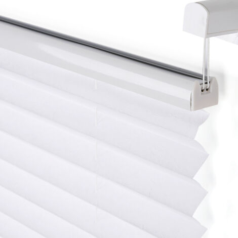WOLTU Plissee ohne Bohren Klemmfix Faltrollo Jalousie, Plisseerollo Crushed Optik Sichtschutz und Sonnenschutz Easyfix lichtdurchlässig Rollo für Fenster & Tür, Weiß 70x100cm (BxH)