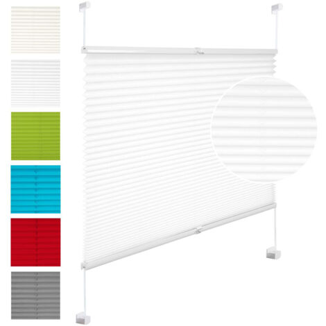 WOLTU Plissee Klemmfix ohne Bohren 65x100cm (BxH) Weiß Faltrollo Plisseerollo mit Klemmträger Lichtdurchlässig, Jalousie Sichtschutz und Sonnenschutz Easyfix Rollo für Fenster & Tür