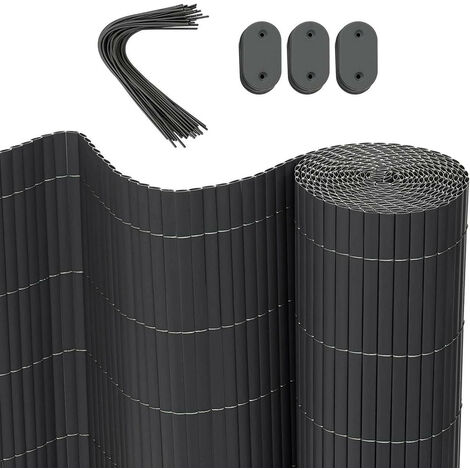 WOLTU PVC Sichtschutzmatte 160 x 500 cm (H x L), Sichtschutz Sichtschutzzaun mit Kabelbindern, UV-beständig Wetterfest Windschutz Balkonverkleidung Zaunblende für Garten Balkon Terrasse, Grau