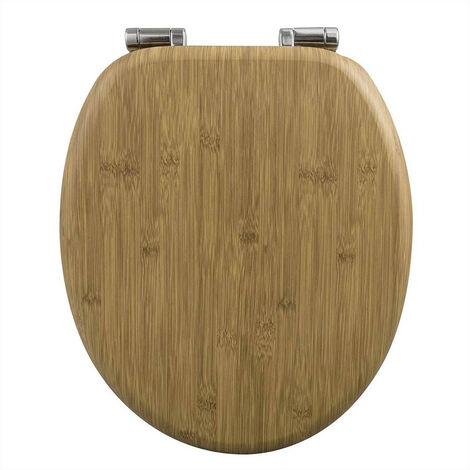 WOLTU WC-Sitz Toilettensitz mit Absenkautomatik, MDF Holzkern, Softclose Scharnier, Antibakteriell, Desgin Décor, Bambus Look (1/5)